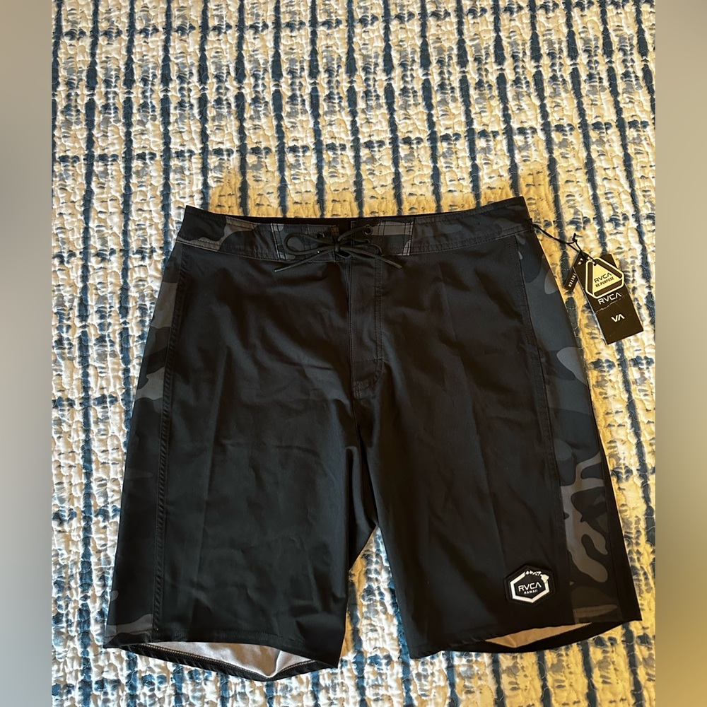 RVCA Black and Gray Camo Shorts